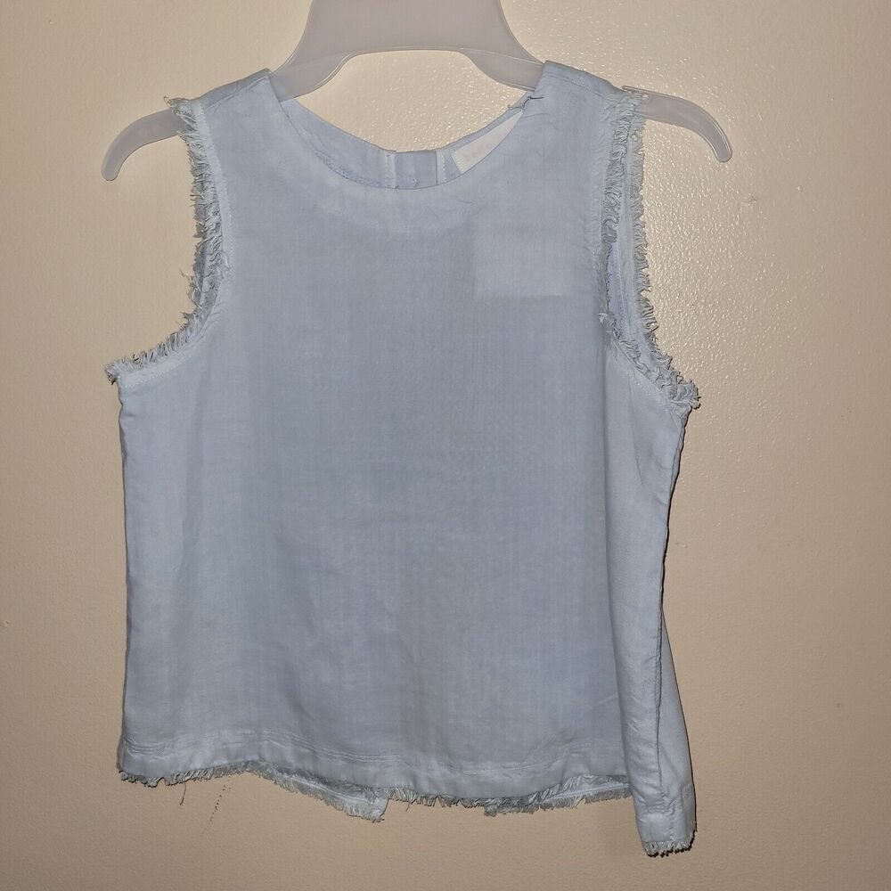 Bella Dahl Aqua Frayed button back tank top